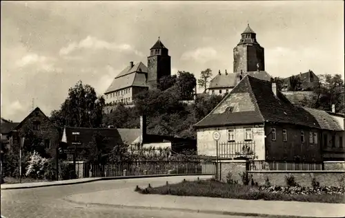 Ak Eilenburg an der Mulde Sachsen, Leipziger Straße mit Blick zur Sorbenburg