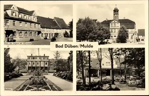 Ak Bad Düben an der Mulde Sachsen, Platz der Jugend mit HO Hotel, Kurhaus, Rathaus, Kulturhaus