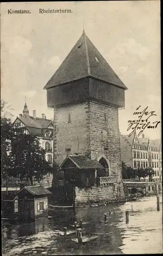 Ak Konstanz am Bodensee, Rheintorturm