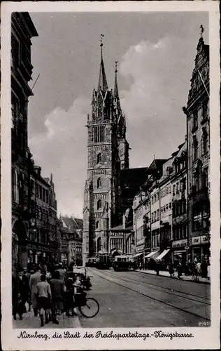 Ak Nürnberg in Mittelfranken, Königsstraße, Kirche, Passanten