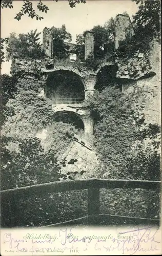 Ak Heidelberg am Neckar, der gesprengte Turm