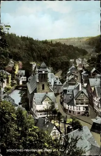 Ak Monschau Montjoie in der Eifel, Markt und Rur