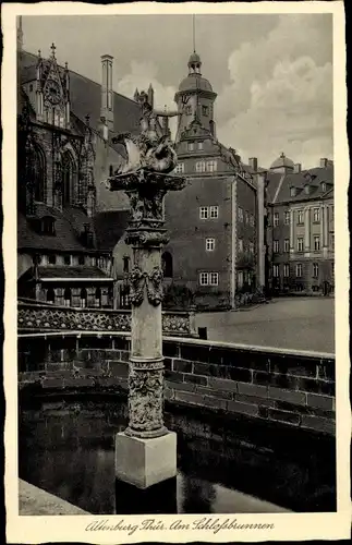 Ak Altenburg in Thüringen, Am Schloßbrunnen, Schloß-Gaststätte Burgverlies