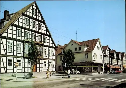 Ak Burgdorf in der Region Hannover, Rathaus und Marktstraße, Fachwerkhaus