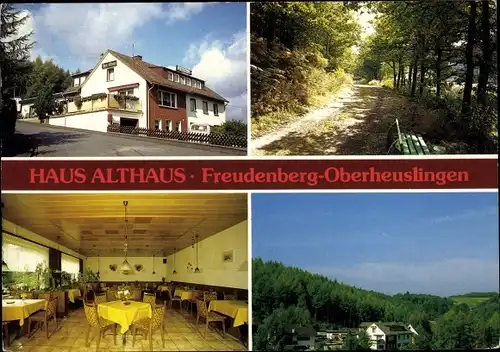 Ak Oberheuslingen Freudenberg im Siegerland, Haus Althaus, Speiseraum, Waldpartie, Teilansicht