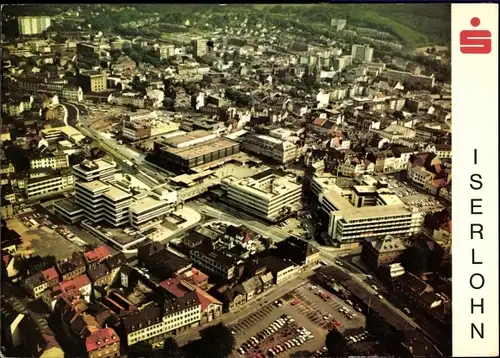 Ak Iserlohn im Märkischen Kreis, Ortsansicht, Sparkasse, Fliegeraufnahme