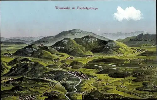 Künstler Ak Felle, E., Wunsiedel Fichtelgebirge, Ochsenkopf, Oberredwitz, Schneeberg, Leopoldsdorf