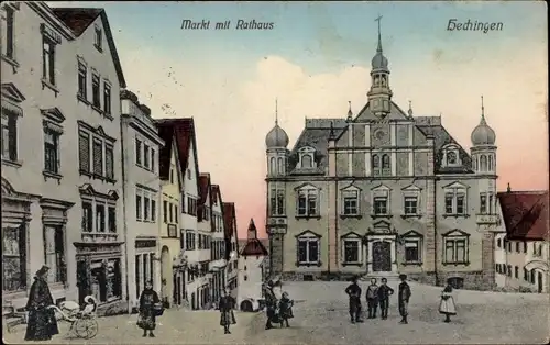 Ak Hechingen im Zollernalbkreis, Markt, Rathaus