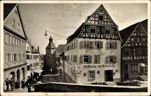 Ak Hechingen, Am Rain beim alten Rathaus, Gasthaus zur Ratsstube