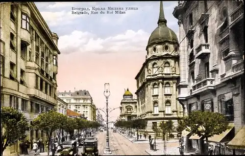 Ak Beograd Belgrad Serbien, König Milans Straße