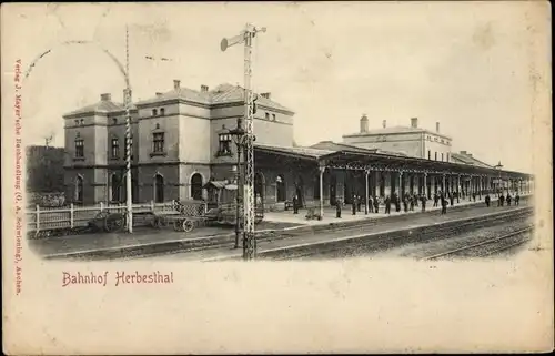 Ak Herbesthal Lontzen Wallonien Lüttich, Bahnhof Gleisseite, Deutsch Belgische Grenze