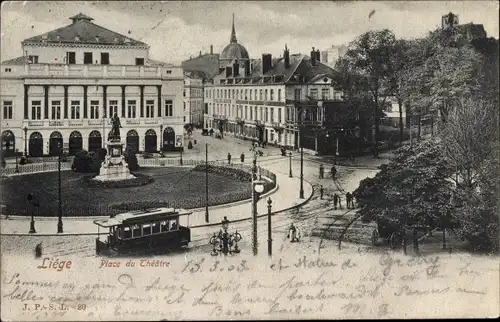 Ak Liège Lüttich Wallonien, Place du Theatre