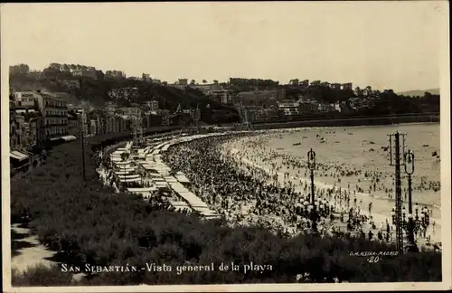 Ak Donostia San Sebastian Baskenland, Vista general de la playa