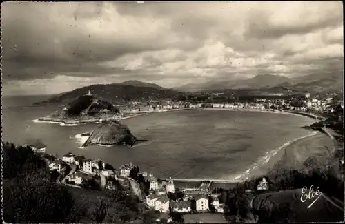 Ak Donostia San Sebastian Baskenland, Vista general de la Concha, Tomada del Monte Igueldo