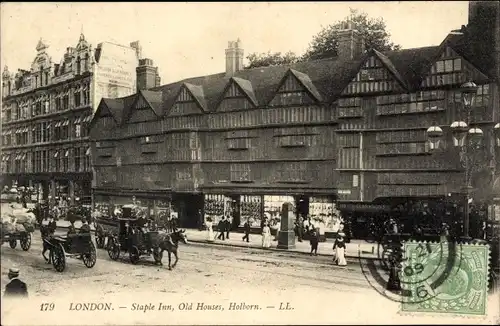 Ak London City England, Staple Inn, Old Houses, Holborn