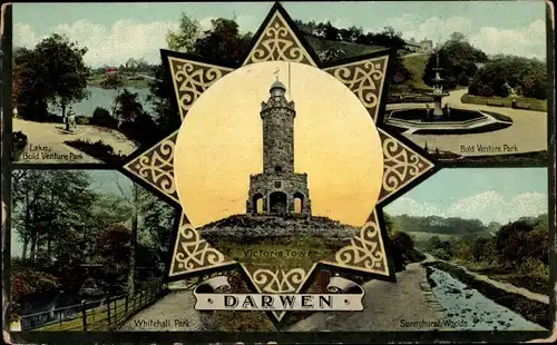 Ak Darwen North West England, Victoria Tower, Lake, Bold Venture Park, Whitehall Park