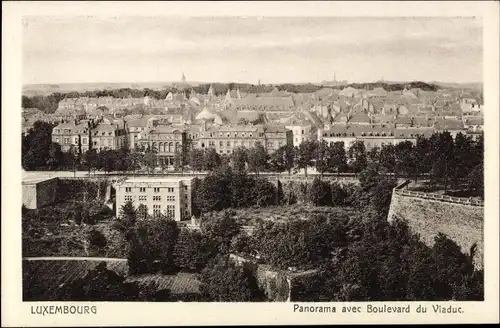 Ak Luxemburg, Panorama avec Boulevard du Viaduc