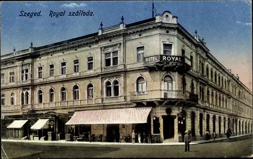 Ak Szeged Segedin Ungarn, Royal szalloda, Hotel Royal, Eckansicht
