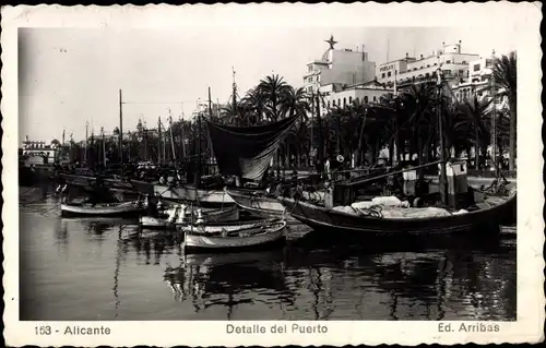 Ak Alicante Valencia Spanien, Detalle del Puerto