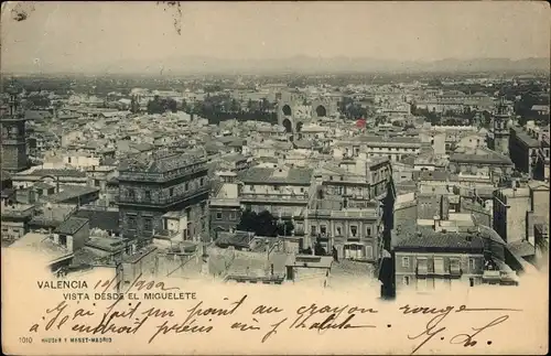 Ak Valencia Stadt Spanien, vista desde el Miguelete