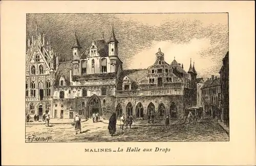 Künstler Ak Fraipodt, G., Malines Antwerpen, vue de la Halle aux Draps