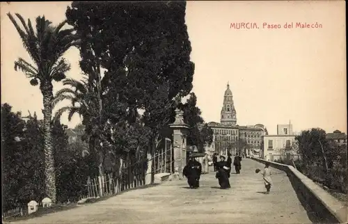 Ak Murcia Stadt Spanien, Paseo del Malecón