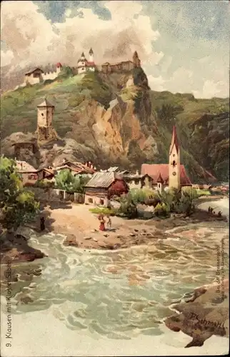 Künstler Litho Schmohl, P., Klausen Chiusa d'Isarco Südtirol Italien, Ort mit Kloster Säben
