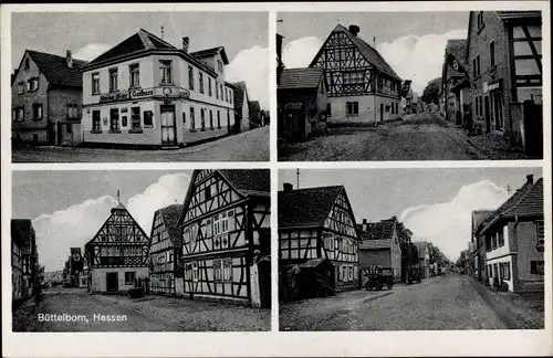 Ak Büttelborn in Hessen, Gasthaus zur Krone, Straßenpartien