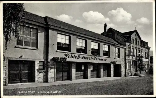 Ak Lieser an der Mosel, Schloss Hotel, Terrasse