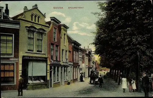 Ak Gouda Südholland Niederlande, Spoorstraat