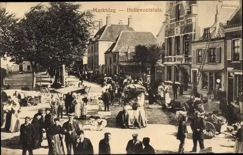 Ak Hellevoetsluis Südholland, Marktdag