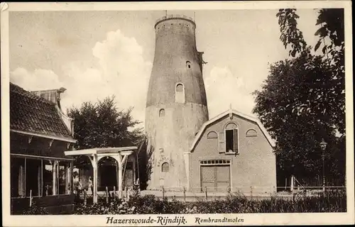 Ak Hazerswoude Rijndijk Dorp Südholland, Rembrandtmolen