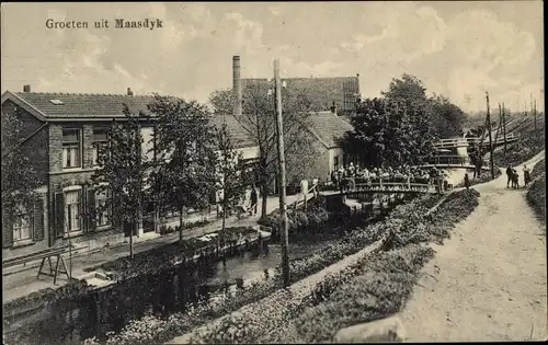 Ak Maasdyk Südholland, Teilansicht mit Brücke