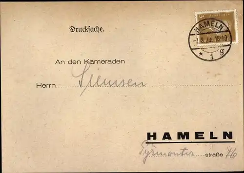 Ak Hameln an der Weser, Kriegerverein, Mars la Tour Feuer 1929, Kamerad Siemsen