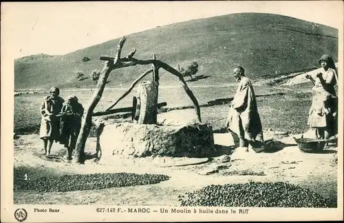 Ak Marokko, Un Moulin a huile dans le Riff, Ölmühle, Maghreb