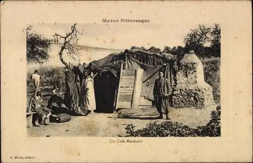 Ak Marokko, Un Café Marocain, Marokkaner, Zelt, Ofen