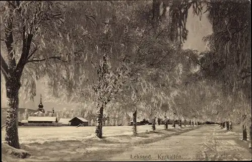 Ak Leksand Schweden, Kyrkallen, Winteransicht