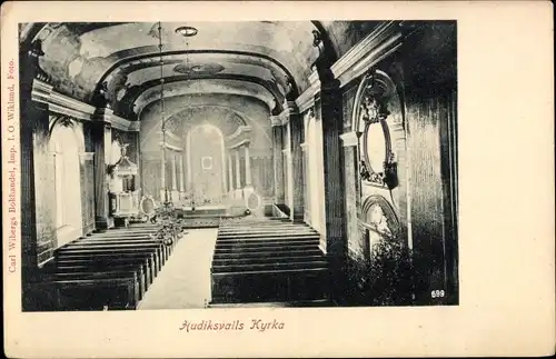 Ak Hudiksvall Schweden, Kyrka, Innenansicht