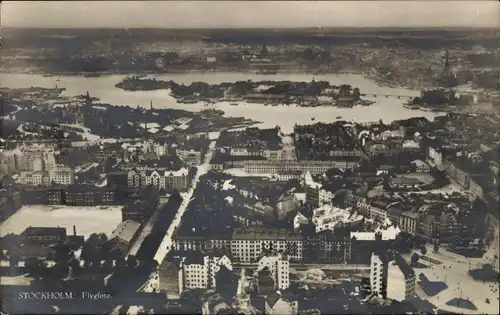 Ak Stockholm Schweden, Fliegeraufnahme der Stadt