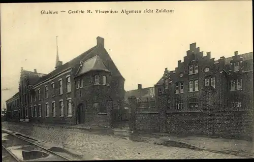 Ak Gheluwe Geluwe Westflandern, Gesticht H. Vincentius, Algemeen zicht Zuidkant