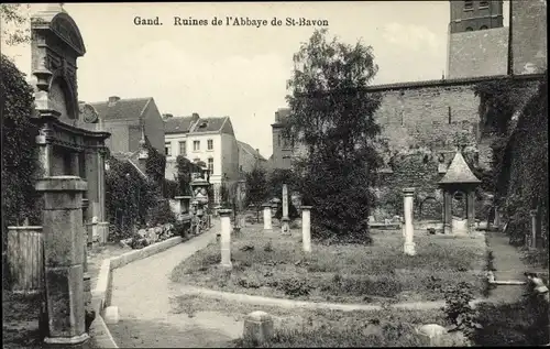 Ak Gand Gent Ostflandern, Ruines de l'Abbaye de St-Bavon