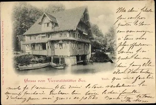 Ak Treib Seelisberg Kanton Uri, Haus am Wasser, Boote, Vierwaldstätter See