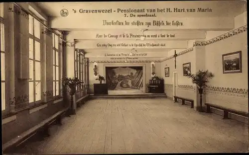 Ak 's Gravenwezel Flandern Antwerpen, Pensionaat van het H. Hart van Marie, De speelzaal