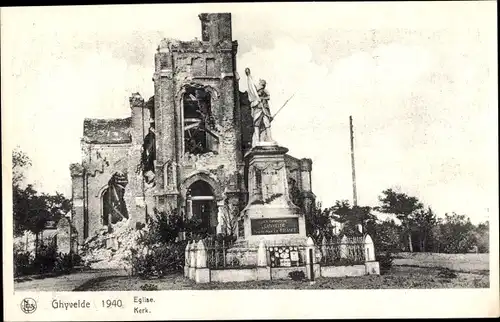 Ak Ghyvelde Nord, Eglise, 1940