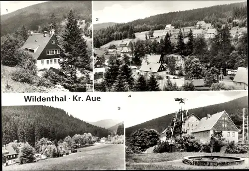 Ak Wildenthal Eibenstock im Erzgebirge, Gemeindeamt, Hotel Am Auersberg, Pyramide, Teilansichten