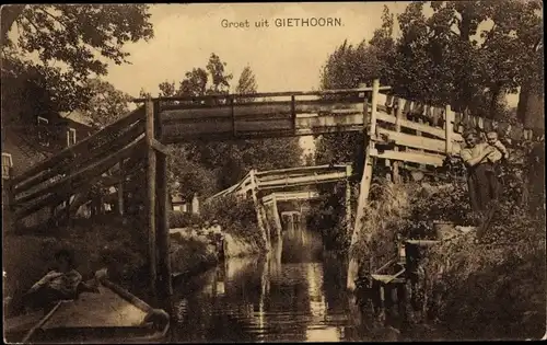 Ak Giethoorn Overijssel Niederlande, Kanal, Brücken