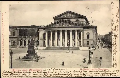 Ak München, Hoftheater, Maximiliansstraße, Denkmal