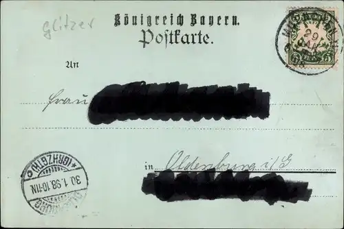 Glitzer Mondschein Ak München, Frauenkirche