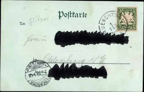 Glitzer Mondschein Ak München, Propyläen, Winter, Schnee