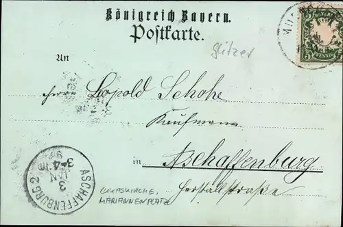 Glitzer Mondschein Ak München, Lucaskirche